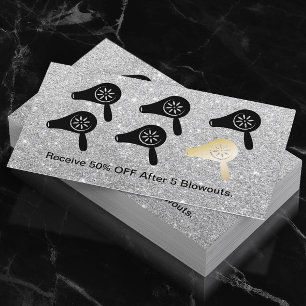 Carte De Fidélité Hair Salon Blow Dry Bar Silver Glitter Loyalty