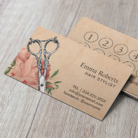Hair Styliste Ciseau Vintage Floral Loyalty Punch