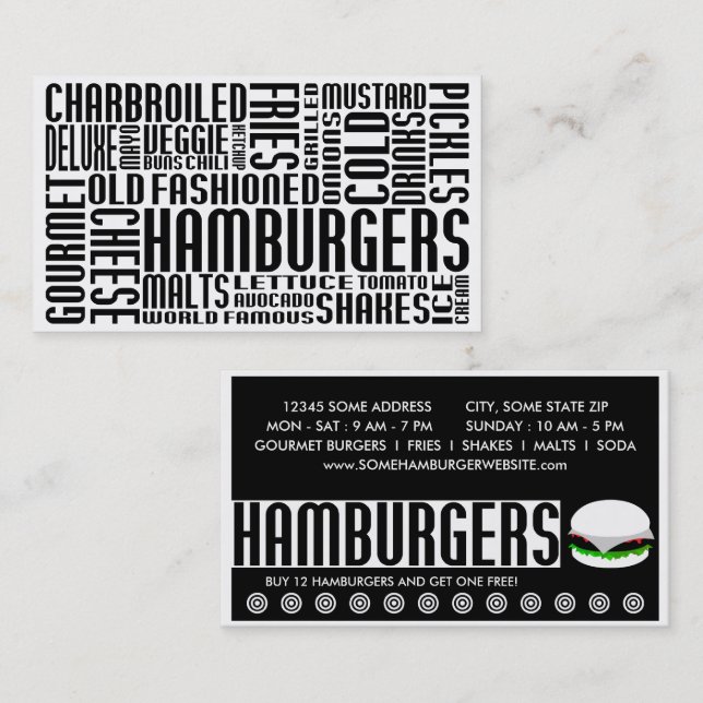Carte De Fidélité hamburgers (conversation chit) (Devant / Derrière)