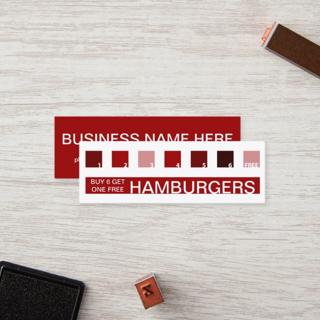 Carte De Fidélité HAMBURGERS customer appreciation (mod squares) (Devant/Arrière en situation)