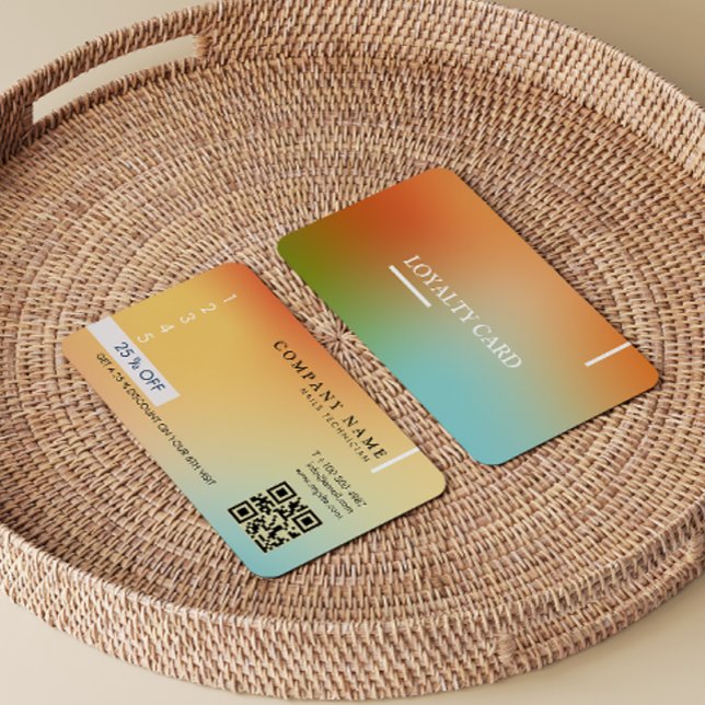 Carte De Fidélité Holographie Esthétique Dégradé moderne Qr Code (Esthetician Holographic Gradient Modern Qr Code Loyalty Card)