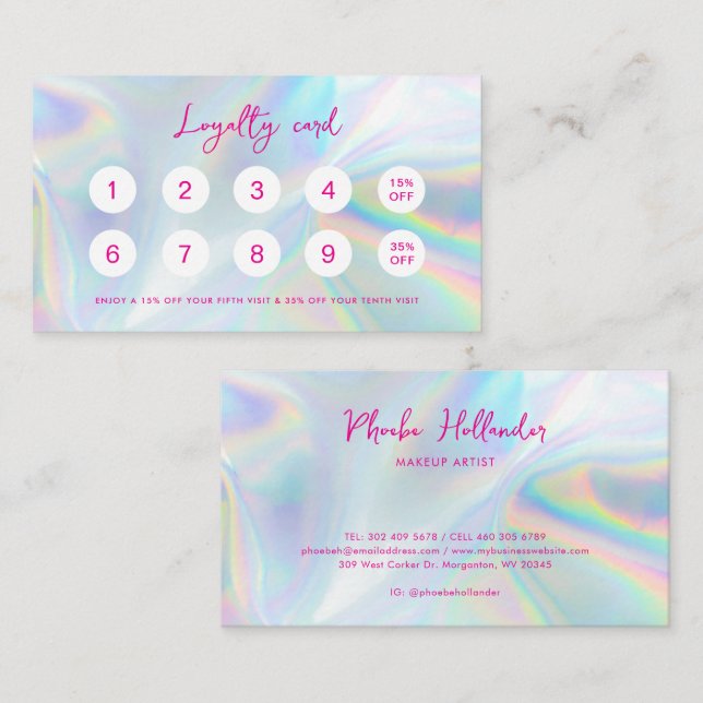 Carte de fidélité holographique pour entreprise mo (Devant / Derrière)