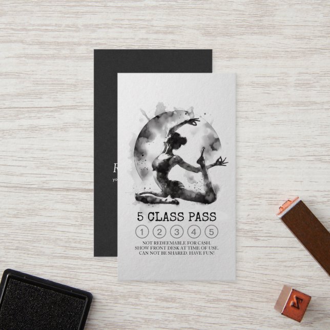 Carte De Fidélité Instructeur de yoga King Pose 5 Classe (Devant/Arrière en situation)
