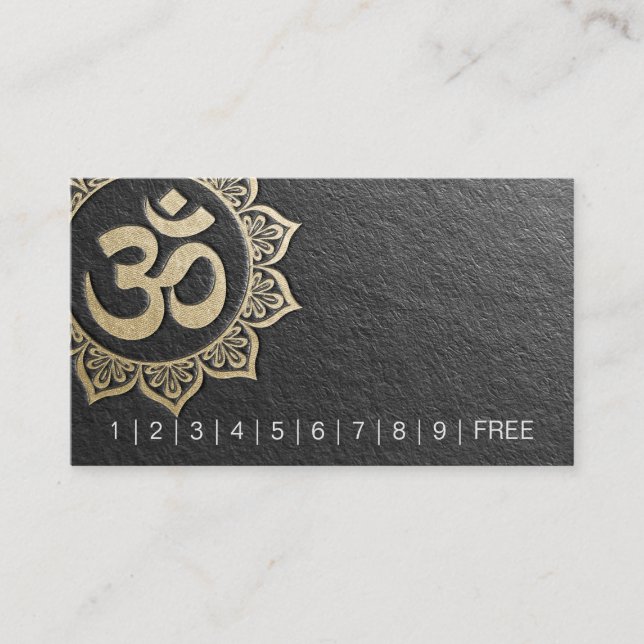 Carte De Fidélité Instructeur YOGA Chic Black Gold OM Mandala Loyaut (Devant)