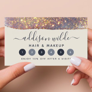 Carte De Fidélité Iridescente Purple Gold Glam Parties scintillant