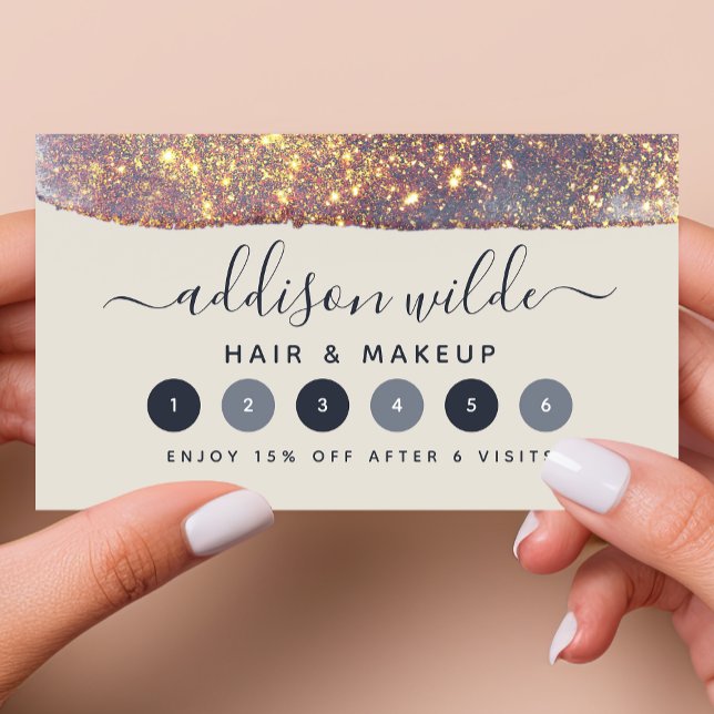 Carte De Fidélité Iridescente Purple Gold Glam Parties scintillant (Créateur téléchargé)