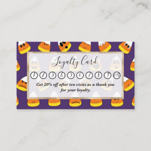 Carte De Fidélité Joli orange violet Halloween Emoji Candy Corn