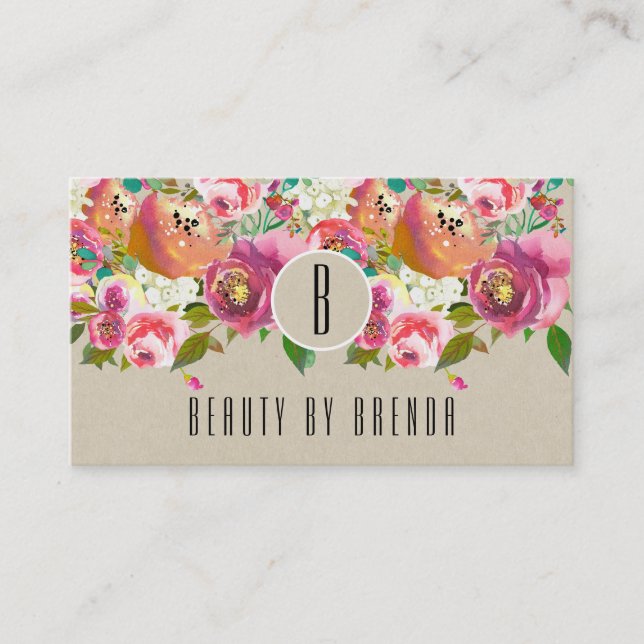 Carte de fidélité Kraft rustique florale élégante (Devant)