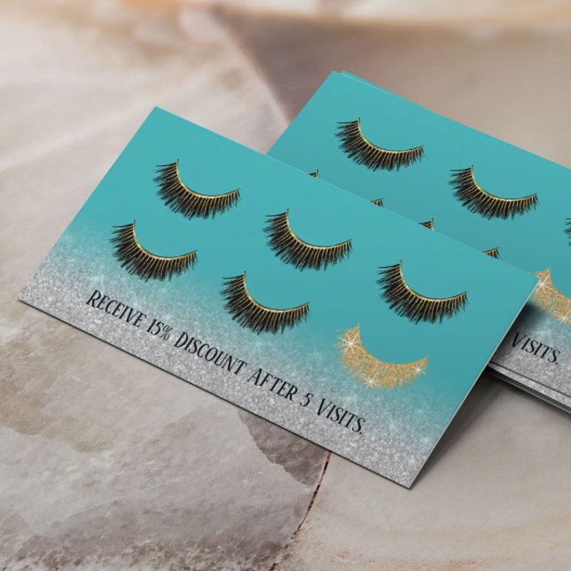 Carte De Fidélité Lashes Artiste maquillage Eyelash Loyauté Turquois (Créateur téléchargé)