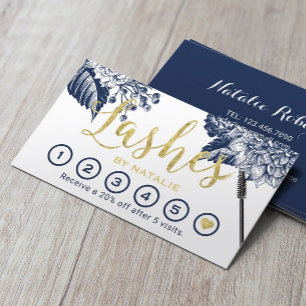 Carte De Fidélité Lashes Artiste maquillage Marine Floral Eyelash Lo