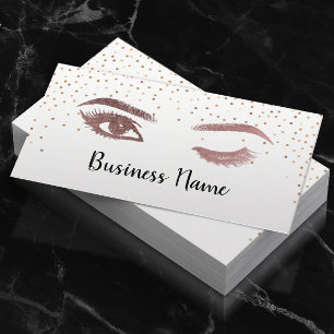 Carte De Fidélité Lashes & Brosse Maquillage Artiste Rose Or Loyauté