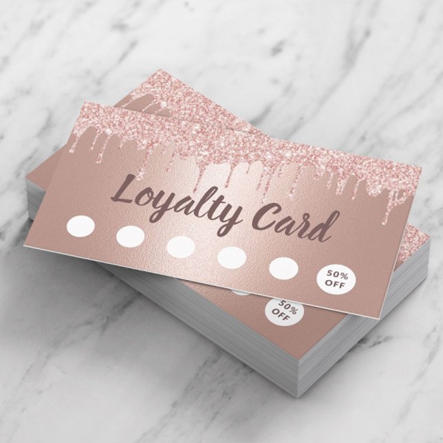 Carte De Fidélité Lashes de maquillage Salon de cheveux Rose Gold Dr (Créateur téléchargé)