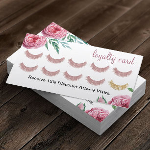 Carte De Fidélité Lashes Makeup Artist Watercolor Floral Loyalty
