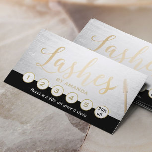 Carte De Fidélité Lashes maquillage Artiste Gold Script Loyalty Punc