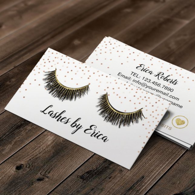Carte De Fidélité Lashes maquillage Artiste Rose Gold Confetti Loyau (Créateur téléchargé)