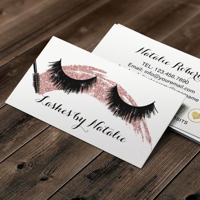 Carte De Fidélité Lashes maquillage Artiste Rose Gold Stroke Loyauté (Créateur téléchargé)