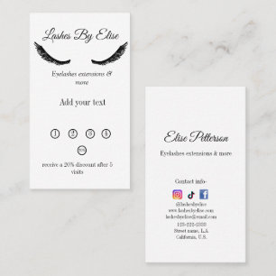 Carte De Fidélité lashes par ajouter nom contact info 20% de réducti