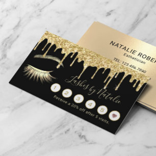 Carte De Fidélité Lashes Salon maquillage Artiste Gold Drialty Loyal