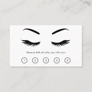 Carte De Fidélité Lashes Simple minimaliste noir et blanc élégant