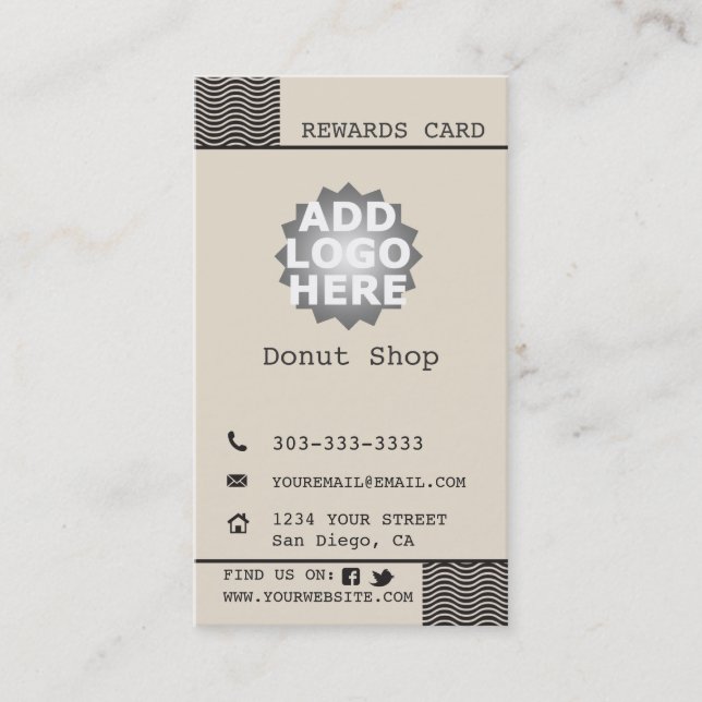 Carte De Fidélité Le client de magasin de beignet récompense le (Devant)