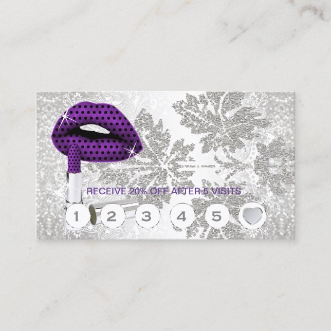 Carte De Fidélité Le pourpre pointille les lèvres et l'argent - (Devant)