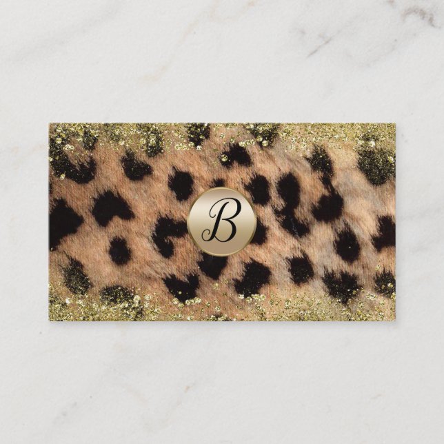 Carte de fidélité Léopard Guépard Paillettes Or (Devant)