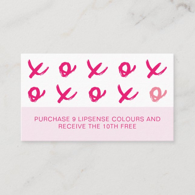 Carte De Fidélité LipSense Hugs Et Baisers XOXO Rose (Devant)
