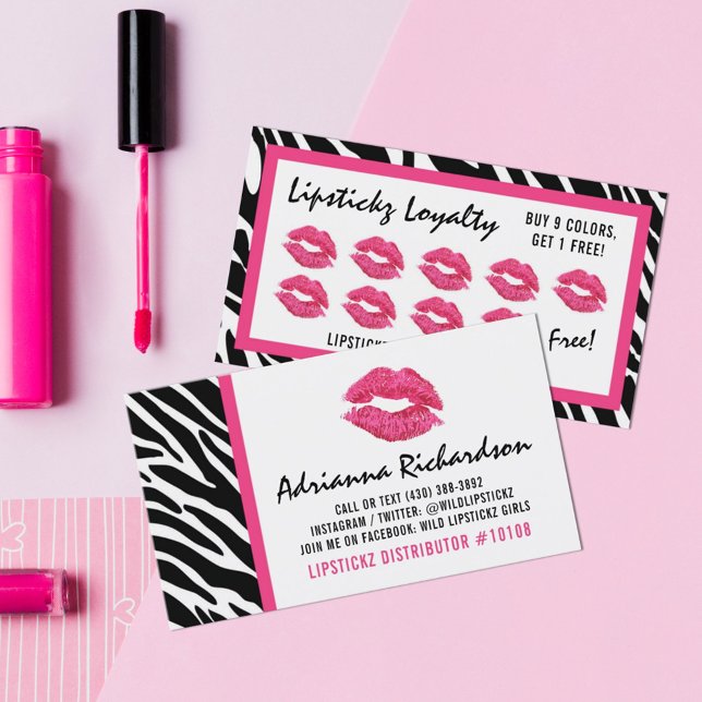 Carte De Fidélité Lipstick Distributeur Zebra Kiss Lips Loyalty Punc (Créateur téléchargé)
