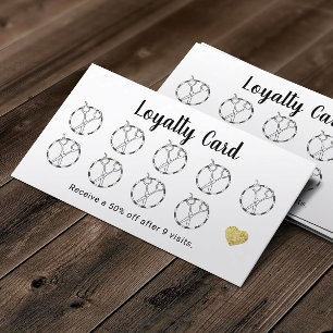 Carte De Fidélité Liste de cheveux Ciseaux & Gold Heart Salon Fidéli