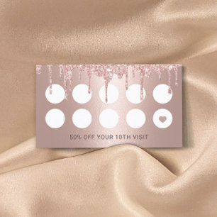 Carte De Fidélité Liste de cheveux Rose Gold Parties scintillant Dri