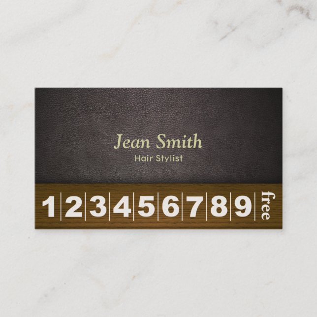 Carte De Fidélité Liste de cheveux Salon de cheveux Cuir et bois Loy (Devant)