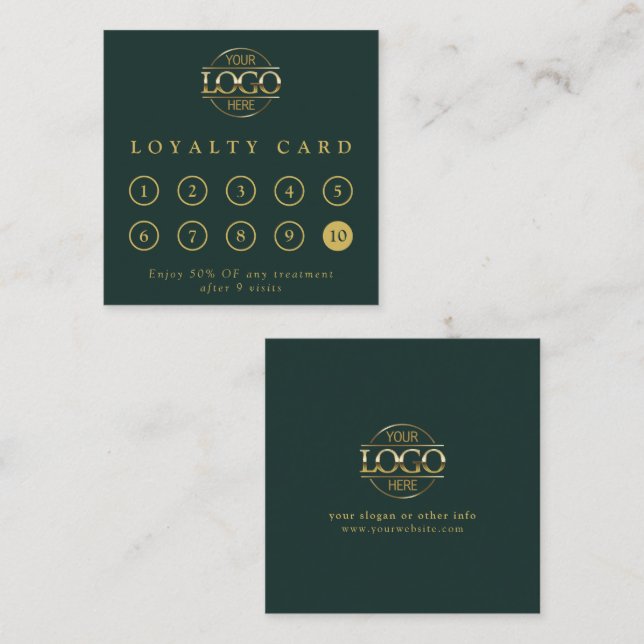Carte De Fidélité Logo Commercial Personnalisé Simple Moderne (Devant / Derrière)