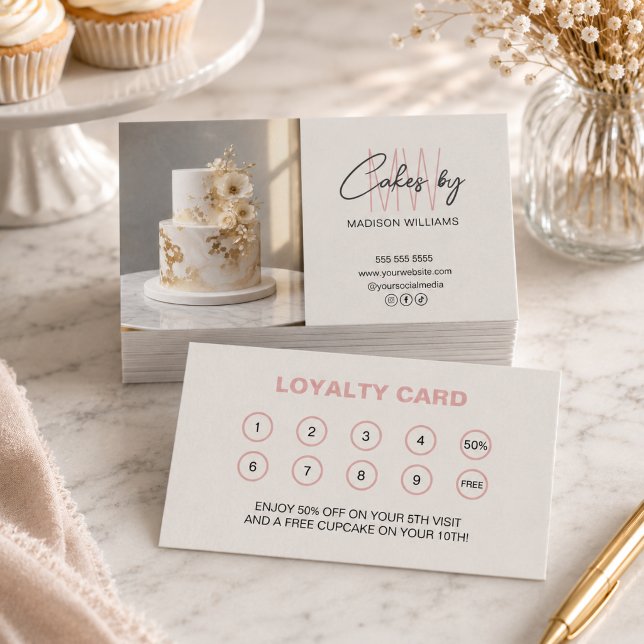 Carte De Fidélité Logo de monogramme de boulangerie Récompense comme (Bakery Monogram Logo Business Reward Loyalty Card)