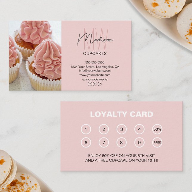 Carte De Fidélité Logo de monogramme de boulangerie Récompense comme (Bakery Monogram Logo Business Reward Loyalty Card)