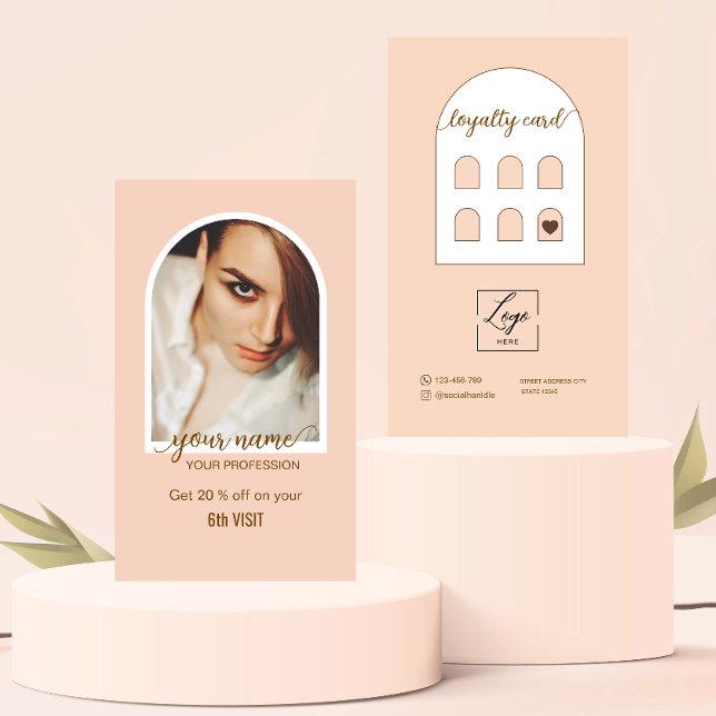 Carte De Fidélité Logo de photo rose moderne avec écriture script (Créateur téléchargé)