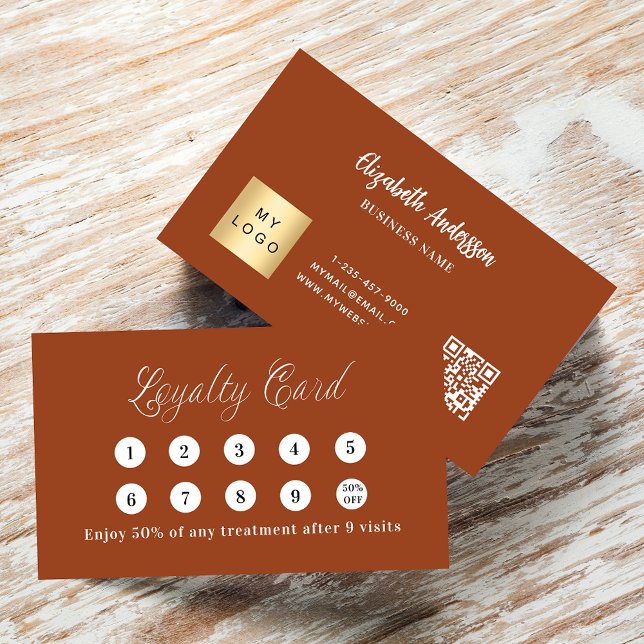 Carte De Fidélité Logo d'entreprise du code qr de Terracotta (Créateur téléchargé)