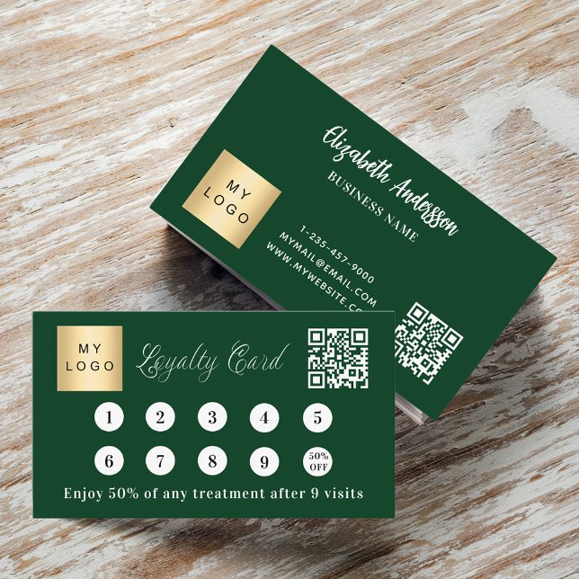 Carte De Fidélité logo d'entreprise Emerald green qr code (Créateur téléchargé)