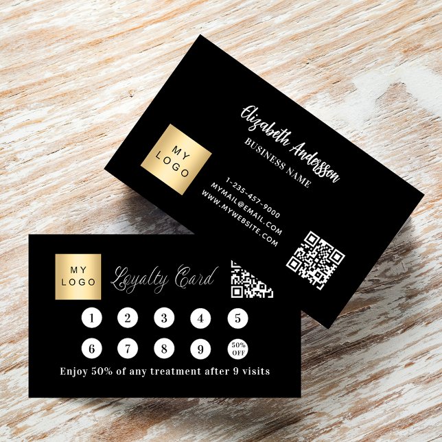 Carte De Fidélité Logo d'entreprise en code qr noir blanc (Créateur téléchargé)