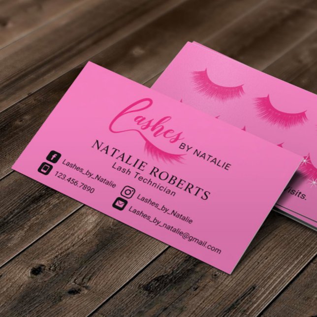 Carte De Fidélité Logo Lashes Rose Eyelash Extensions Salon Loyauté (Créateur téléchargé)
