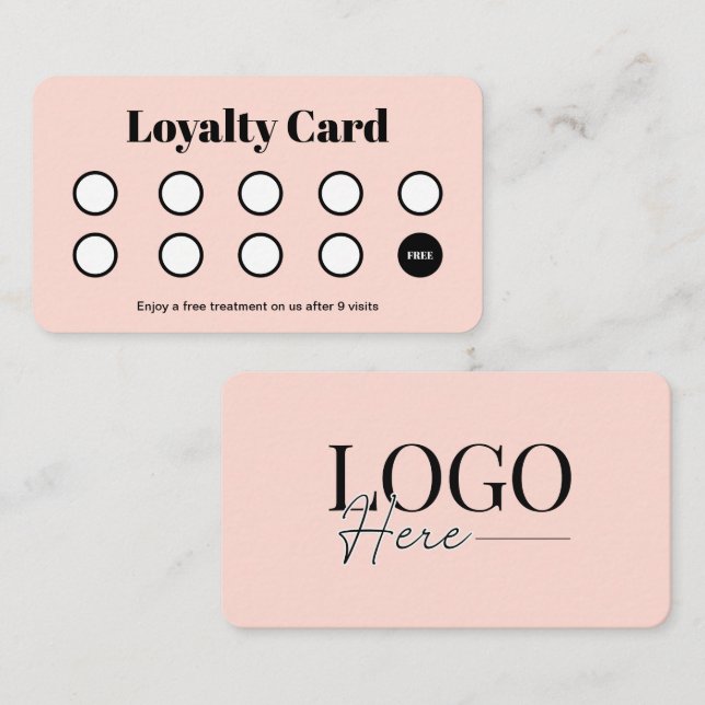 Carte De Fidélité Logo moderne Client Loyalty Punch Card Salon rose (Devant / Derrière)