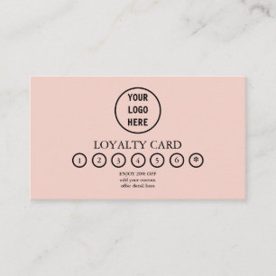 Carte De Fidélité Logo rose pâle Reward Punch pour entreprise mode