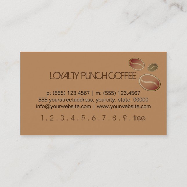 Carte De Fidélité Loyalty Coffee Punch Deer Arrière - plan (Dos)