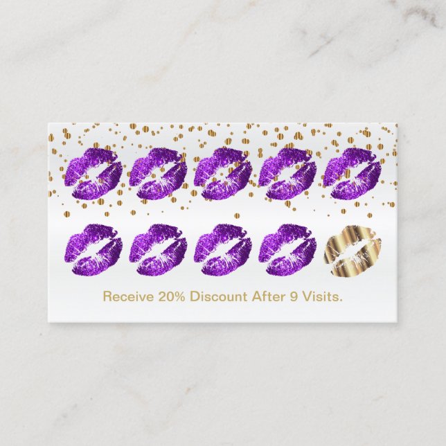 Carte De Fidélité Loyalty Puncard - Parties scintillant violette et  (Devant)