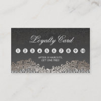 Loyalty Punch Card - Elegant Vintage Argent Damask