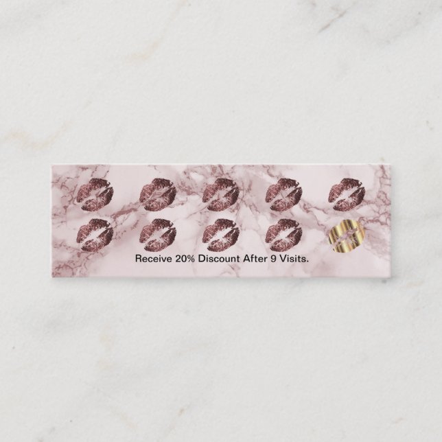 Carte De Fidélité Loyalty Punch Card - Rose foncé Parties scintillan (Devant)