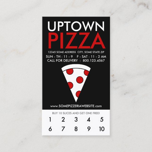 Carte De Fidélité loyauté à la pizza uptown (Devant)