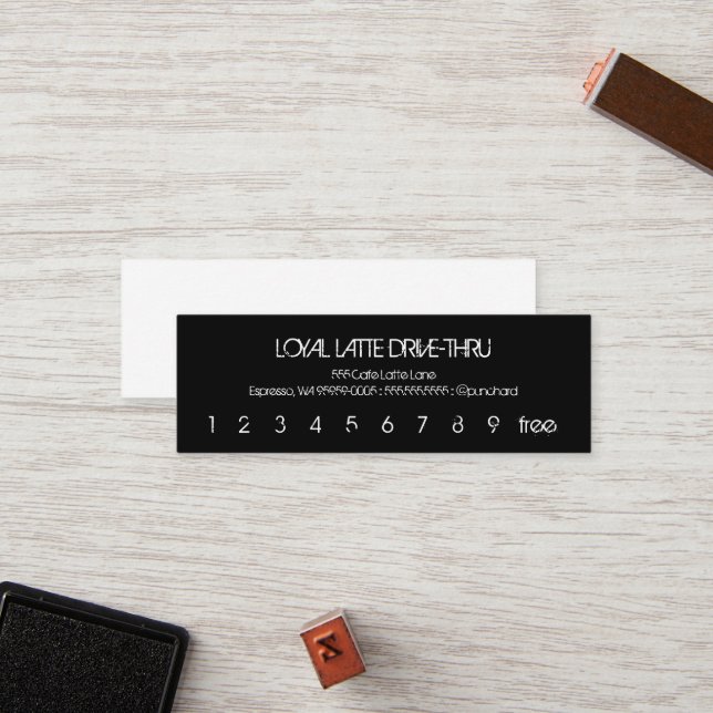 Carte De Fidélité Loyauté Latte Mini Loyauté Drive Thru (Devant/Arrière en situation)