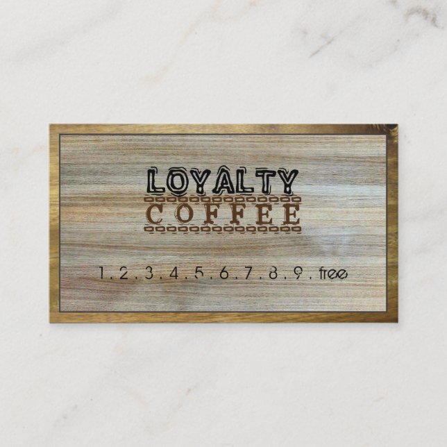 Carte De Fidélité Loyauté Punch café bois moderne #5 (Devant)