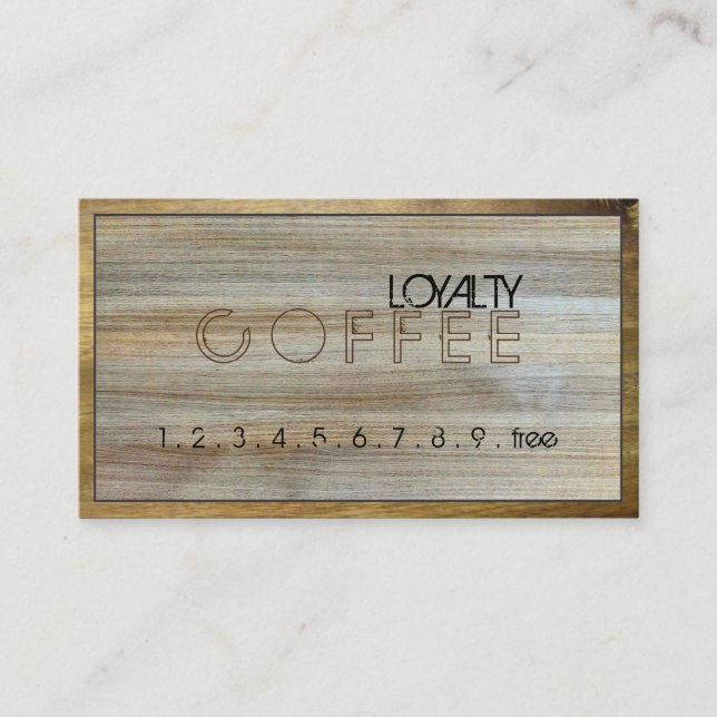 Carte De Fidélité Loyauté Punch café bois moderne #6 (Devant)