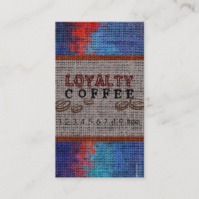 Carte De Fidélité Loyauté Punch café Burlap Look #6 (Devant)